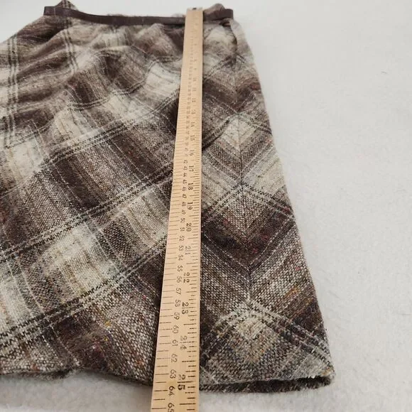 Vintage Skirt 80s Plaid Wool Tweed A-Line Preppy Dark Academia Retro Classic 12 - Picture 8 of 11